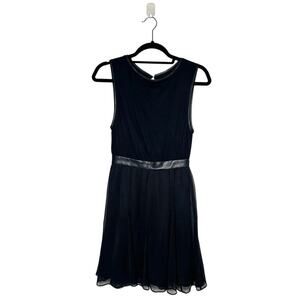 Alice + Olivia Mini Dress Leather Trim Women's Black Size Small